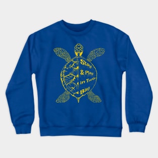 Stay and Play in Turtle Bay North Shore Oahu Hawaii loggerhead turtle catchin waves on sunny daze Crewneck Sweatshirt